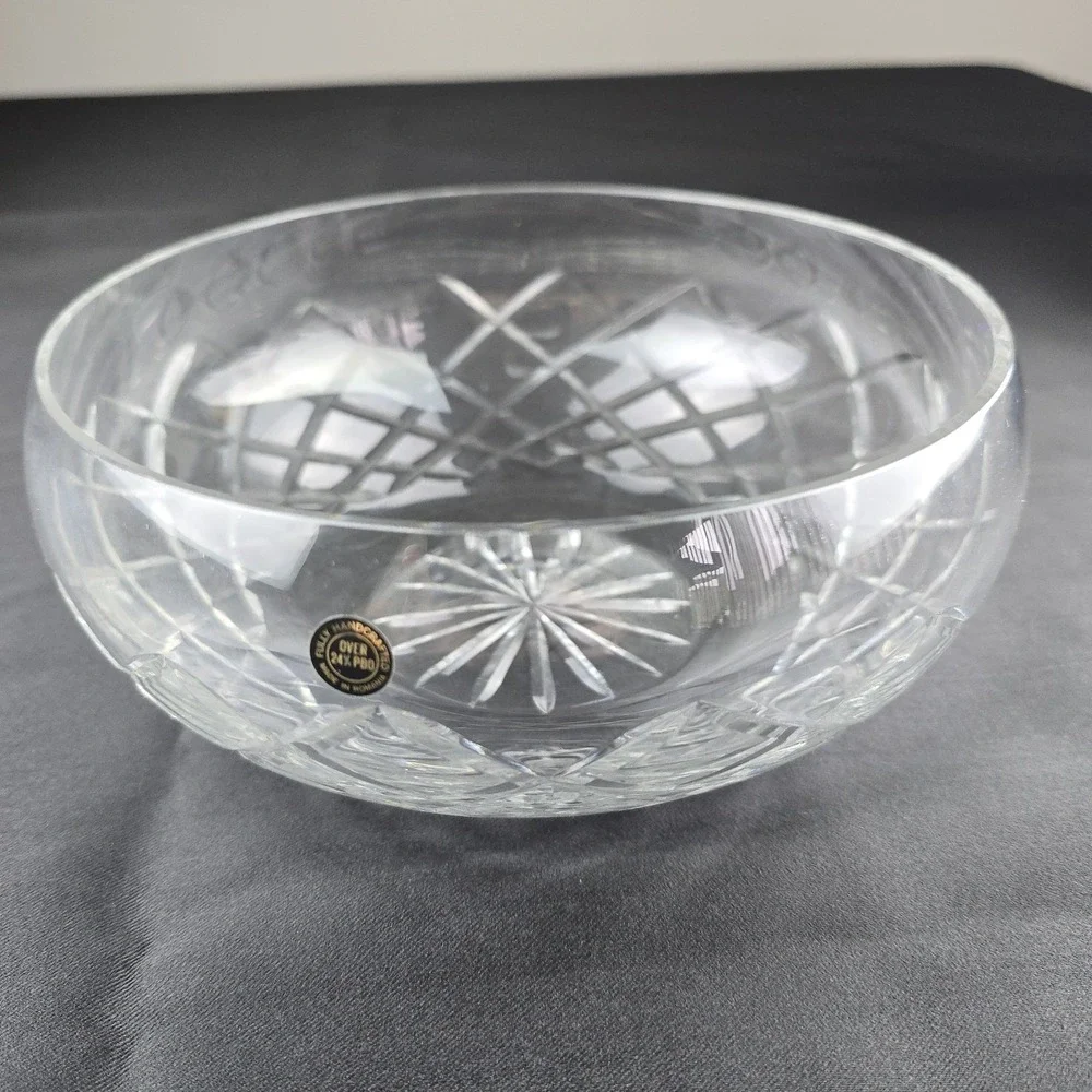 Romanian Handcrafted Lead Crystal Bowl •‎ 24% PbO • 4″ H × 8″ D • Pristine